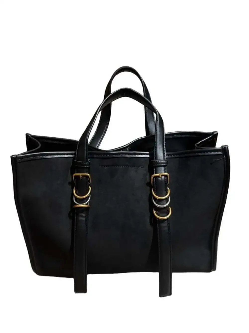NWT Steve Madden Black Suedette Tote Bag with Leopard Print Card Holder & Charm